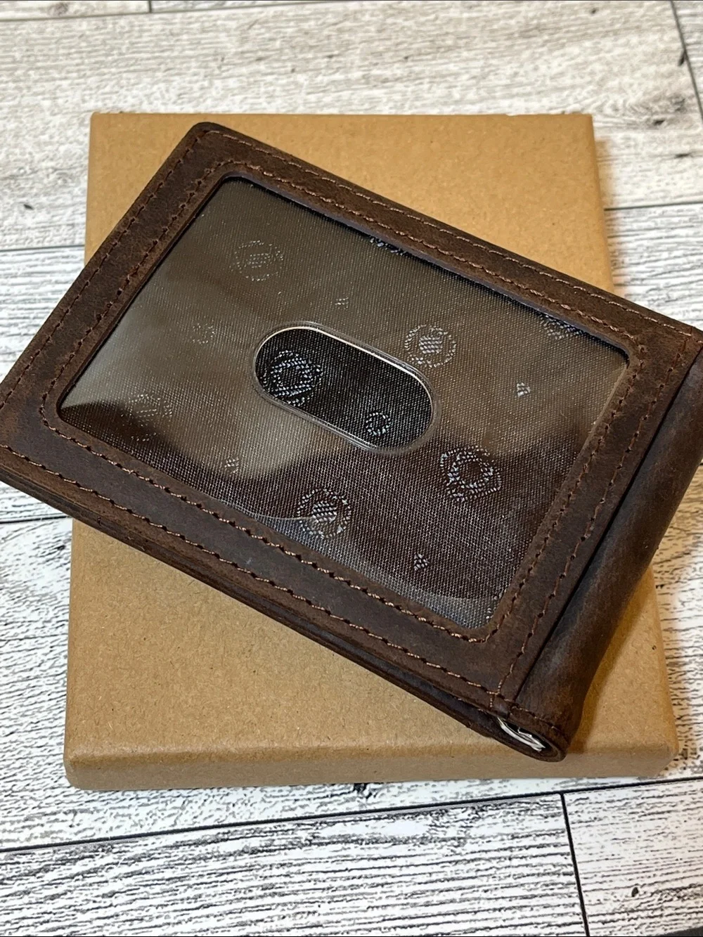 NWT Serman Brands 1.S RFID Blocking Full Grain Slim Texas Brown Wallet